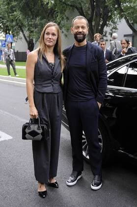 Milan fashion show of Giorgio Armani In the photo: Fabio Volo and his wife  Copyright: xLivioxValeriox