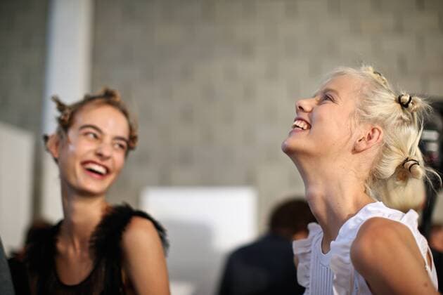 (160923) -- MILAN, Sept. 23, 2016 -- Models wait backstage of Diesel Black Gold fashion show during Milan Fashion Week Spring Summer 2017 in Milan, Italy, Sept. 23, 2016. )(cl) ITALY-MILAN-FASHION WEEK-DIESEL BLACK GOLD-BACKSTAGE JinxYu 