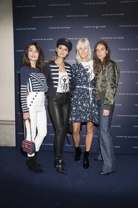 Milan, Gigi Hadid, TOMMYXGIGI, Tommy Hilfiger store in the picture: Valentina Marzullo, Veronica Ferraro, Linda Tol, Erika Boldrin  Copyright: xAlbertoxScarpinatox
