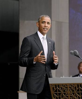 September 24, 2016 - Washington, District of Columbia, United States of America - United States President Barack Obama speaks at the opening ceremony of the Smithsonian National Museum of African American History and Culture on September 24, 2016 in Washington, DC. The museum is opening thirteen years after Congress and President George W. Bush authorized its construction. .Credit: Pool via CNP Washington United States of America - ZUMAs152