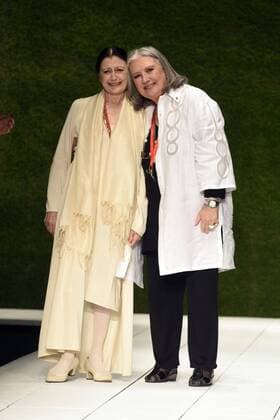 Milan Fashion Week, Women Spring Summer 2017. Milano, Moda Donna, Primavera Estate 2017. Biagiotti - pictured Laura Biagiotti and Carla Fracci in tears  Copyright: xSIMONAxCHIOCCIA x
