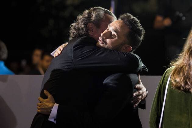 Jose Coronado and the director of the film J.A. Bayona during the premiere of the spanish film Un Monstruo Viene a Verme of J.A. Bayona at Teatro Real in Madrid. September 26, 2016.  (20160926148)