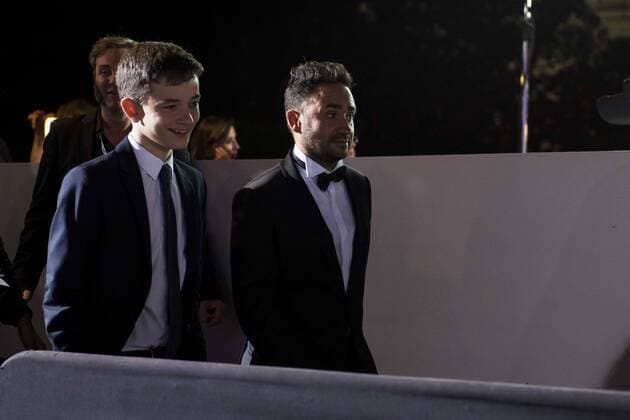 Lewis MacDougall and the director of the film J.A. Bayona during the premiere of the spanish film Un Monstruo Viene a Verme of J.A. Bayona at Teatro Real in Madrid. September 26, 2016.  (20160926162)