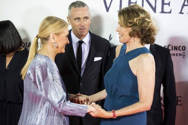 Cristina Cifuentes and Lewis MacDougall during the premiere of the spanish film Un Monstruo Viene a Verme of J.A. Bayona at Teatro Real in Madrid. September 26, 2016.  (20160926170)