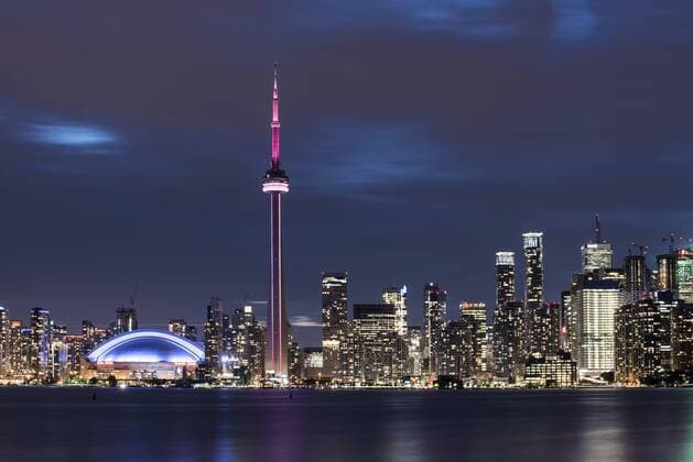Canada, Ontario, Toronto, Skyline at night, moving clouds  FCF001045