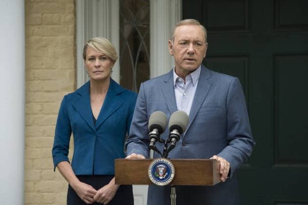 RELEASE DATE: 2013 - Season 3 TITLE: House of Cards STUDIO: DIRECTOR: Beau Willimon PLOT: A Congressman works with his equally conniving wife to exact revenge on the people who betrayed him STARRING: Kevin Spacey, Michel Gill, Robin Wright (Credit: © PanicPictures Entertainment Pictures ZUMAPRESS.com) Baltimore U.S.  - ZUMAg86_