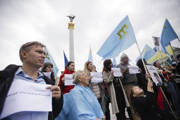 Kiew - Protest gegen Verbot der Medschlis der Krimtataren September 29, 2016 - Kiev, Ukraine - On 29th September 2016 the Supreme Court of the Russian Federation will hold a session on a ban of Mejlis of the Crimean Tatars. Kiev Ukraine - ZUMAf321