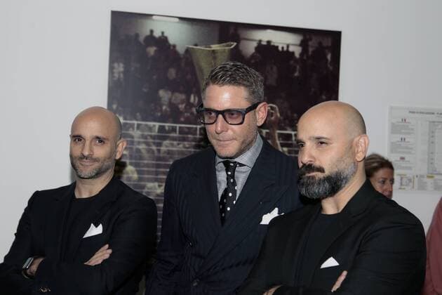 September 30, 2016 - Turin, Italy - Lapo Elkann, Marco La Vialla and Mauro La Villa during the presentation of the new film Bianconeri-Juventus-Story , in Turin, on September 30, 2016 Turin Italy  - ZUMAn230