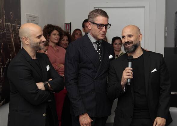 September 30, 2016 - Turin, Italy - Lapo Elkann, Marco La Vialla and Mauro La Villa during the presentation of the new film Bianconeri-Juventus-Story , in Turin, on September 30, 2016 Turin Italy  - ZUMAn230