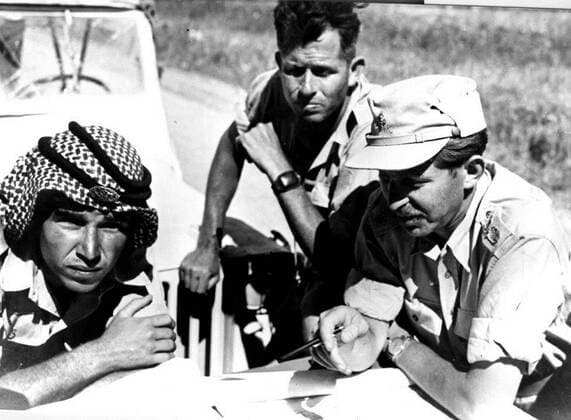Photograph of Asaf Simchoni (1922-1956), Chaim Herzog (1918-1997) and a Jordanian officer, setting the Armistice Line. Dated 20th Century