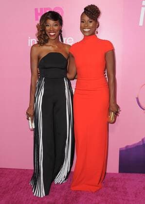 October 6, 2016 - Los Angeles, CA, United States - 06 October 2016 - Los Angeles, California. Yvonne Orji, Issa Rae. Premiere of HBO S new comedy series Insecure held at Nate Holden Performing Arts Center. Photo Credit: AdMedia Los Angeles United States - ZUMAa123