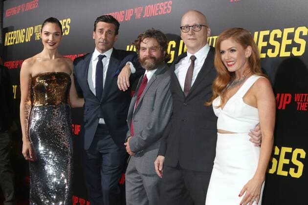 LOS ANGELES - OCT 8: Gal Gadot, Jon Hamm, Zach Galifianakis, Greg Mottola, Isla Fisher at the Keeping Up with the Joneses Red Carpet Event at the Twentieth Century Fox on October 8, 2016 in Los Angeles, CA  Copyright: xKathyxHutchinsx