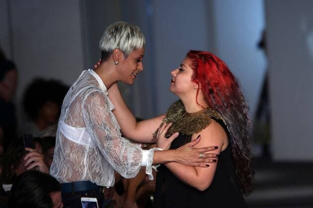 October 9, 2016 - Lisbon, Portugal - Portuguese fashion designer Olga Noronha greets Portuguese Fado singer Mariza after presenting her Spring Summer 2017 collection during the Lisbon Fashion Week on October 9, 2016 in Lisbon, Portugal. Photo: Lisbon Portugal  - ZUMAn230