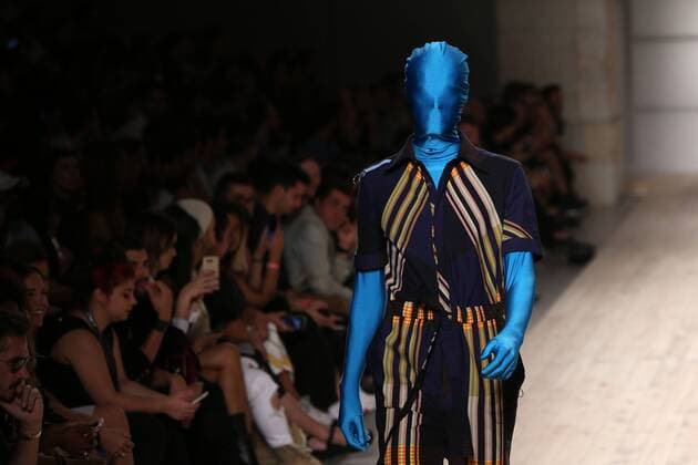 October 9, 2016 - Lisbon, Portugal - A model presents a creation from the Portuguese fashion designer Ricardo Andrez Spring Summer 2017 collection during the Lisbon Fashion Week on October 9, 2016 in Lisbon, Portugal. Lisbon Portugal  - ZUMAn230