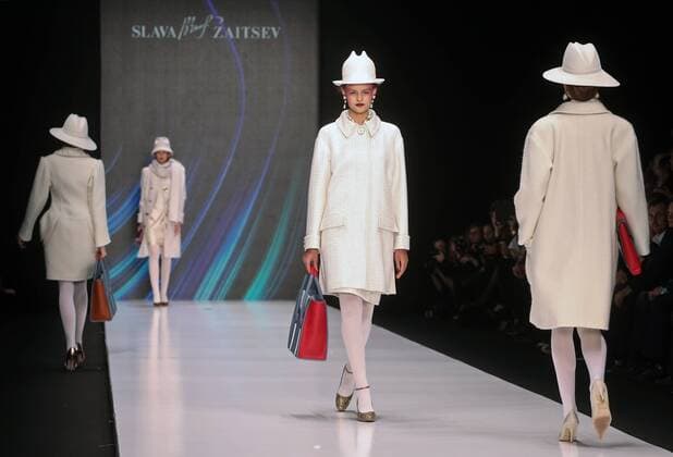 MOSCOW, RUSSIA â€“ OCTOBER 13, 2016: Models showcase creations during a runway show for the Spring Summer 2017 collection by designer Slava Zaitsev at the Mercedes-Benz Fashion Week Russia in the Manege Central Exhibition Hall. Vyacheslav Prokofyev TASS  TS0346AB