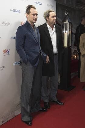 London, UK. 13 October 2016. Jude Law and series creator Paolo Sorrentino at the UK premiere of The Young Pope. The 10-part series, created by Academy Award-winning director Paolo Sorrentino will be broadcast exclusively on Sky Atlantic from 27th October. Jude Law, The Young Pope, London, UK 