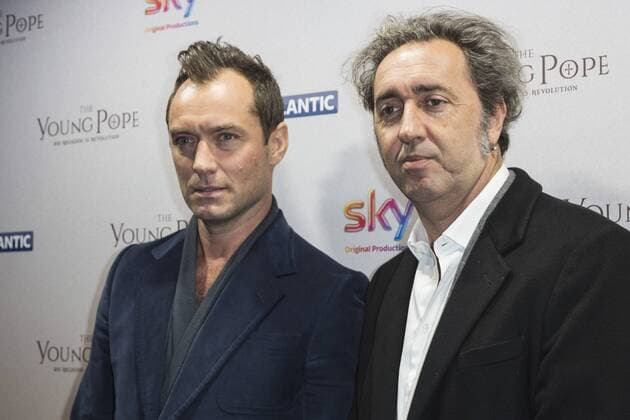 London, UK. 13 October 2016. Jude Law and series creator Paolo Sorrentino at the UK premiere of The Young Pope. The 10-part series, created by Academy Award-winning director Paolo Sorrentino will be broadcast exclusively on Sky Atlantic from 27th October. Jude Law, The Young Pope, London, UK 