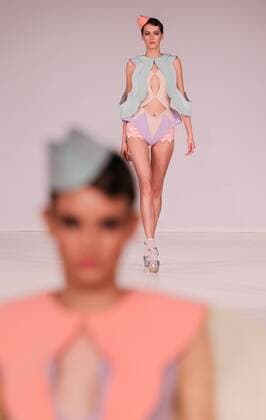 October 15, 2016 - Budapest, Hungary - A model displays a creation by Serbian designer Ana Ljubinkovic at Mercedes-Benz Fashion Week Central Europe on Oct 15, 2016 at VoÂ¡rkert BazoÂ¡r in Budapest, Hungary. Budapest Hungary  - ZUMAn230