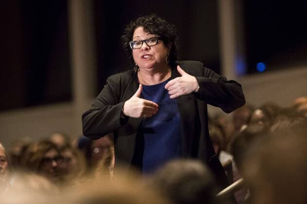 October 17, 2016 - Minneapolis, MN, USA - U.S. Supreme Court Associate Justice Sonia Sotomayor speaks before audience at Northrup Auditorium at the University of Minnesota on Monday, Oct. 17, 2016, in Minneapolis. Sotomayor said the high court continues to deeply feel the loss of Justice Antonin Scalia. Minneapolis USA - ZUMAm42_ 20161017_zaf_m42_003