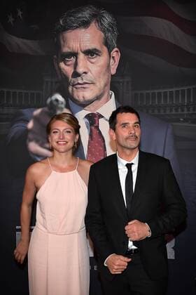 actress Charlotte Vandermeersch and actor Koen De Bouw pictured ahead of the Belgian premiere of Erik Van Looy movie called De Premier in Antwerp kinepolis, Wednesday 19 October 2016.  DAVIDxSTOCKMAN 04961060