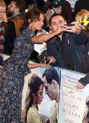 The Light Between Oceans - UK film premiere London, UK. Alicia Vikander at The Light Between Oceans - UK film premiere at the Curzon Mayfair, London on October 19th 2016. LMK73-61153-201016 