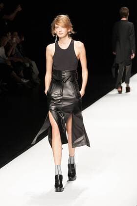 A model on the runway during the Anne Sofie Madsen 2017 spring summer collection show at Amazon Fashion Week Tokyo 2017 S S.  (qdm_AnneSofieMadsen_AFWT17SS_03)