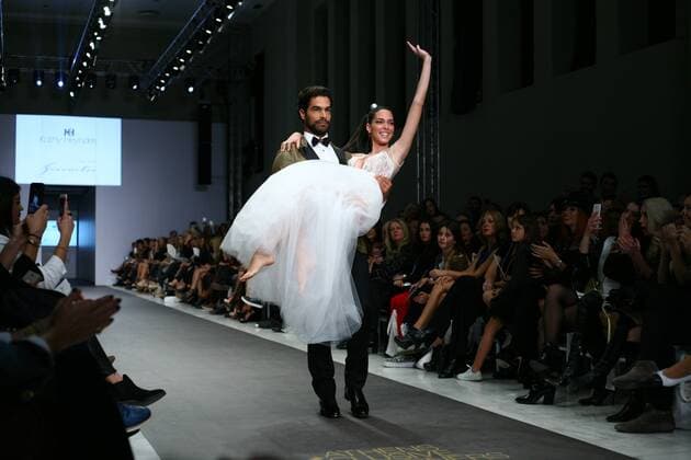 Greece: 10th AXDW fashion show in Athens A model wears a creation by Kathy Heyndels fashion designer. 10th Athens Xclusive Designers Week fashion event in Athens with many Greek fashion designers showcasing their creations.  GeorgexPanagakis
