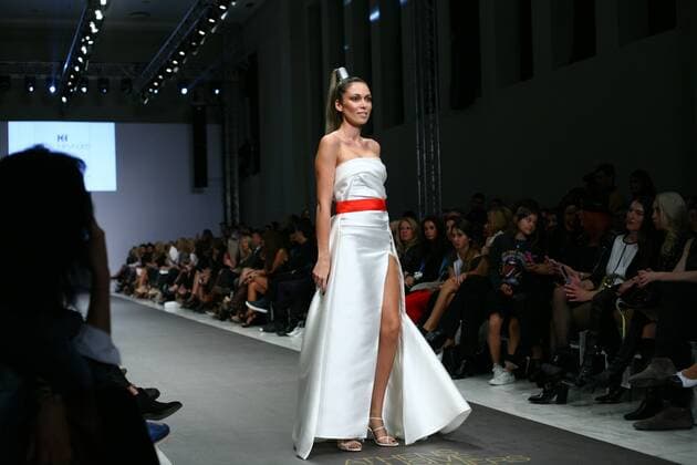 Greece: 10th AXDW fashion show in Athens A model wears a creation by Kathy Heyndels fashion designer. 10th Athens Xclusive Designers Week fashion event in Athens with many Greek fashion designers showcasing their creations.  GeorgexPanagakis