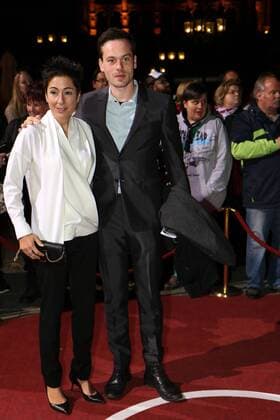 21.10.2016, Frankfurt, Alte Oper, roter Teppich Red Carpet beim Hessischer Film- und Kinopreis 2016 Journalistin Dunja Hayali und Schauspieler Florian Bartholomäi