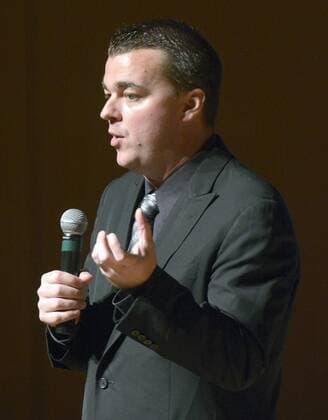 October 22, 2016 - U.S. - ASEC -- John Greenewald, Jr. of Los Angeles, CA, talks at the 2016 New Mexico UFO Conference at Cleveland High School on Saturday, October 22, 2016. Greenewald created the largest privately run online repository of declassified government documents called The Black Vault. U.S. - ZUMAab1_ 20161022_zaf_ab1_008