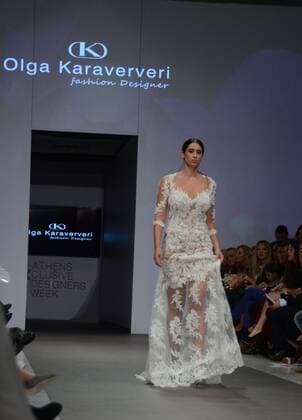 Greece: Second day of 10th AXDW in Athens A model wears a creation of Olga Karaververi fashion designer. Second day of the 10th Athens Xclusive Designers Week fashion event in Athens with many Greek fashion designers showcasing their creations.  GeorgexPanagakis