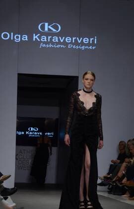 Greece: Second day of 10th AXDW in Athens A model wears a creation of Olga Karaververi fashion designer. Second day of the 10th Athens Xclusive Designers Week fashion event in Athens with many Greek fashion designers showcasing their creations.  GeorgexPanagakis