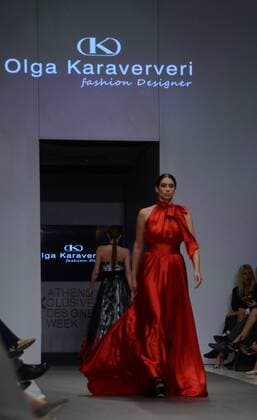 Greece: Second day of 10th AXDW in Athens A model wears a creation of Olga Karaververi fashion designer. Second day of the 10th Athens Xclusive Designers Week fashion event in Athens with many Greek fashion designers showcasing their creations.  GeorgexPanagakis