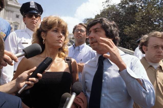 May 06, 1979; Washington, DC, USA; Actress JANE FONDA and husband political activist TOM HAYDEN at an antinuclear power rally in Washington, DC. Washington U.S. - ZUMAg47_ 19790506_mar_g47_380