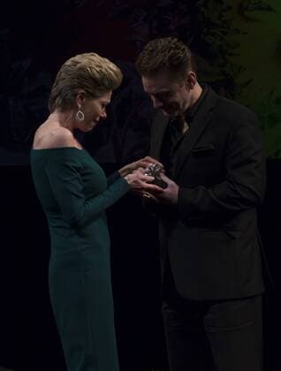 US: Nothing Like A Dame Marin Mazzie receives award from Jason Danieley during Nothing like a dame benefit actors fund women health and honor Marin Mazzie with Phyllis Newman Dame award  LevxRadin