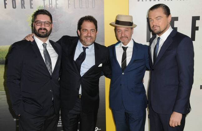 October 24, 2016 - Bing Theater At Lacma, CA, United States - 24 October 2016 - Culver City, California. Tim Pastore, Brett Ratner, Fisher Stevens, Leonardo DiCaprio. Screening Of National Geographic Channel s Before The Flood held at the Bing Theater at LACMA. Photo Credit: AdMedia Bing Theater At Lacma United States - ZUMAa123 20161024_zaa_a123_029