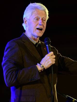 President Bill Clinton surprises the fans of Jon Bon Jovi by arriving at the end of his performance at a pro-Hillary Clinton concert at the Soldiers & Sailors Memorial Hall and Museum in Oakland area of Pittsburgh on October 27, 2016.  PIT2016102702 ARCHIExCARPENTER