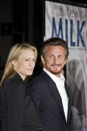 Oct 28, 2008 - San Francisco, California, USA - SEAN PENN and his wife ROBIN WRIGHT PENN arrive for the San Francisco premiere of MILK. The film stars Sean Penn as Harvey Milk, the first openly gay man to be elected to public office in California, as a member of the San Francisco Board of Supervisors. On November 27, 1978, Milk and Mayor George Moscone were assassinated by Dan White, another San Francisco supervisor. - ZUMAw49_ 20081028_cob_w49_416