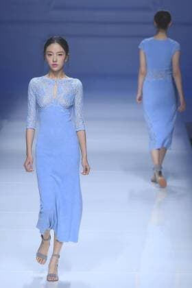 BEIJING, CHINA - OCTOBER 30: A model showcases designs on the runway at Snow Lotus collection by Tanya Wang during the Mercedes-Benz China Fashion Week Spring Summer 2017 at Banquet Hall of Beijing Hotel on October 30, 2016 in Beijing, China.  CFP494701516