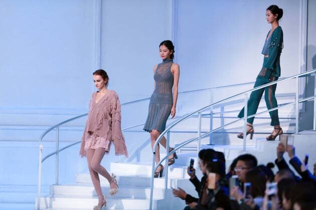 BEIJING, CHINA - OCTOBER 30: Models showcase designs on the runway at Snow Lotus collection by Tanya Wang during the Mercedes-Benz China Fashion Week Spring Summer 2017 at Banquet Hall of Beijing Hotel on October 30, 2016 in Beijing, China.  CFP494679689