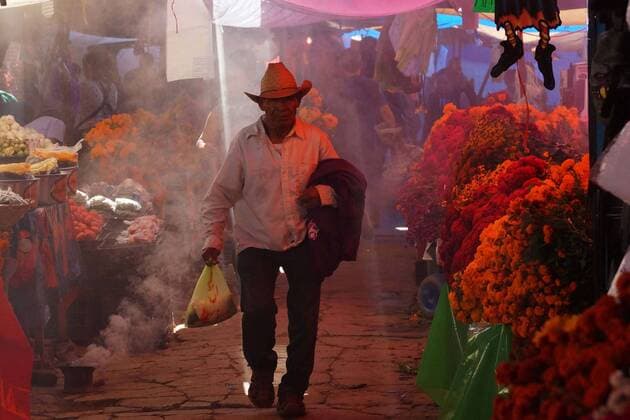 Mexiko feiert Tag der Toten October 31, 2016 - Mexico - EUM20161031NAC06.JPG.OAXACA, Oax., Traditions Tradiciones-Dia de Muertos.- Aspectos de la venta de flores y articulos para el montaje de las tradicionales ofrendas en el marco de la celebracion del Dia de Muertos, el lunes 31 de octubre de 2016 en la Central de Abastos de Oaxaca.  - ZUMAu78_ 20161031_zaf_u78_017