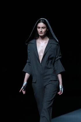 BEIJING, CHINA - NOVEMBER 01: A model showcases designs on the runway at AM.IXAM collection by Ma Ying during the Mercedes-Benz China Fashion Week Spring Summer 2017 at Banquet Hall of Beijing Hotel on November 1, 2016 in Beijing, China.  CFP494828331