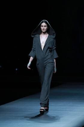 BEIJING, CHINA - NOVEMBER 01: A model showcases designs on the runway at AM.IXAM collection by Ma Ying during the Mercedes-Benz China Fashion Week Spring Summer 2017 at Banquet Hall of Beijing Hotel on November 1, 2016 in Beijing, China.  CFP494828350