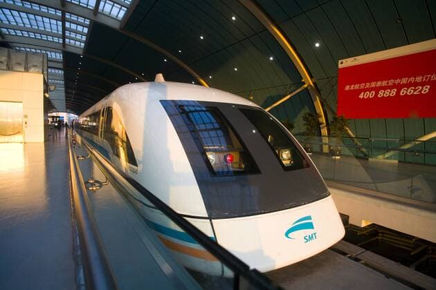Sleek, magnetic-powered levitation transport is Shanghai’s magical link between City and airportSleek futuristic MagLev Rapid transit vehicle magically connects city to airport in 7 minutes powered by magnetic levitation. H  Copyright: xDavexBartruffx xDanitaxDelimont AS07 DBR0318