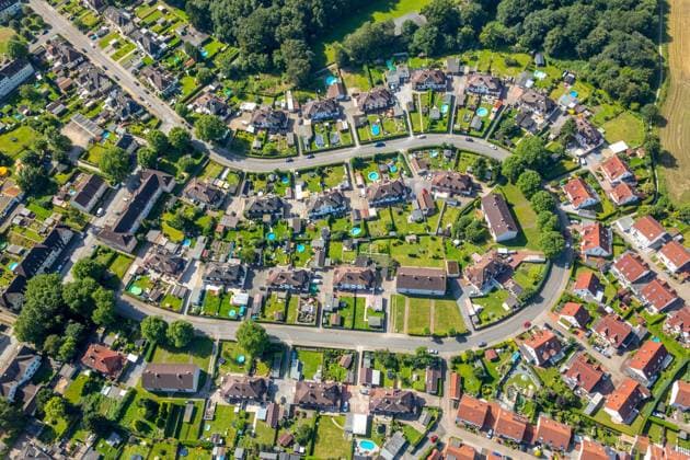 Lünen Süd Preußen-Kolonien, Zechensiedlung für Zeche Preußen, Bergarbeitersiedlung Zechenhäuser, Lünen, Ruhrgebiet, Nordrhein-Westfalen, Deutschland !ACHTUNGxMINDESTHONORARx60xEURO!