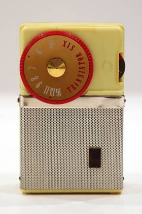 November 12, 2016, Tokyo, Japan - Japan s electronics giant Sony displays the company s transistor radio receiver TR-63 produced in 1957, called pocketable radio at the company s retrospective exhibition It s a Sony exhibition at the Sony building in Ginza in Tokyo on Saturday, November 12, 2016. Sony exhibited the company s historical products at the building which was built 50 years ago as Sony will close Sony s landnark Sony building on March 31, 2017 and will open Sony park in 2018 at the place.  (lwxa006221)