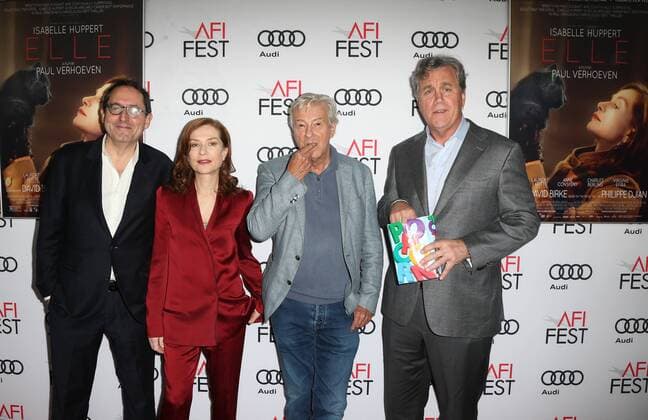 November 13, 2016 - Hollywood, CA, United States - 13 November 2016 - Hollywood, California - Michael Barker, Isabelle Huppert, Paul Verhoeven, Tom Bernard. AFI FEST 2016 Presented By Audi - A Tribute To Isabelle Huppert And Gala Screening Of Elle held at The Egyptian Theatre. Photo Credit: AdMedia Hollywood United States - ZUMAa123 20161113_zaa_a123_211