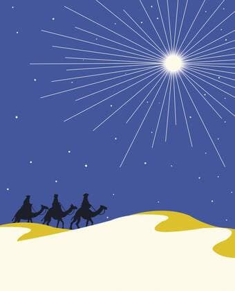 Weihnachtsstern scheint auf die heiligen drei Könige auf Kamelen  NeilxWebb 10110221
