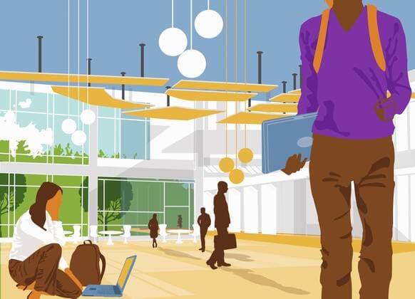 Studenten in moderner Lobby  NeilxWebb 10110328