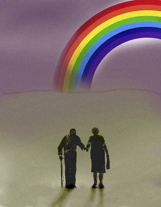 Altes Paar geht Richtung Regenbogen  GaryxWaters 11590779